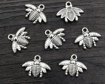 Dijes de abeja de plata antigua: colgantes de abejorro de aleación de zinc (10 piezas)