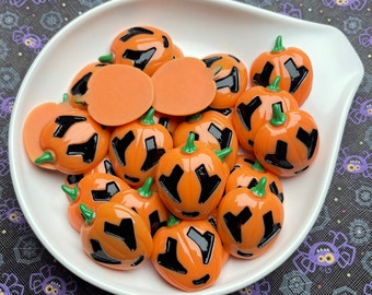 Halloween Kürbis Harz Cabochons: Handwerk Verzierungen (Lot von 10)