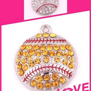1 Pc. Baseball Softball Pave Rhinestone Charms, Pendants, Softball Pave Rhinestone Charms, Pendants, Bracelets B2079 B2080