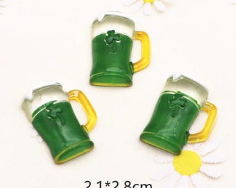 10 St. Patrick's Day Beer Mug Resin Flatbacks: DIY Craft Supplies