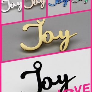 Stalowy wisiorek ze słowem „Joy Word Script”: dla rodziny i przyjaciół