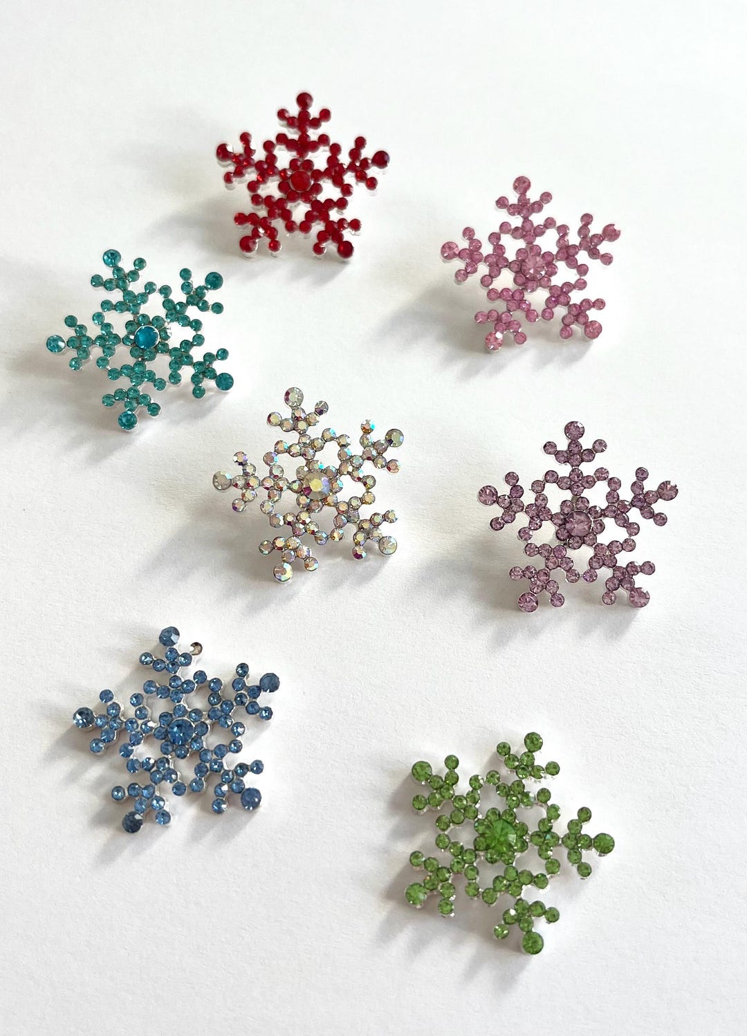 Rhinestone Snowflake Buttons: Christmas Sewing Embellishments (20mm) 2 ...