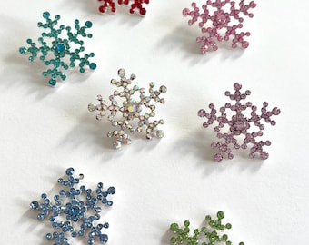 Rhinestone Snowflake Buttons: Christmas Sewing Embellishments (20mm) 2 Pieces
