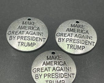 MAGA Präsident Trump Anhänger: Antik Silber Zink-Legierung (10 Stück)