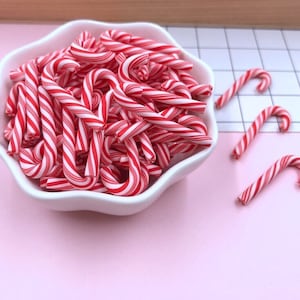 10 Pcs. Large Christmas Candy Cane Polymer Clay, Glue On Candy Flatback Gems, Christmas Flat Backs, Hair Bow Centers, DIY Crafts 199-A