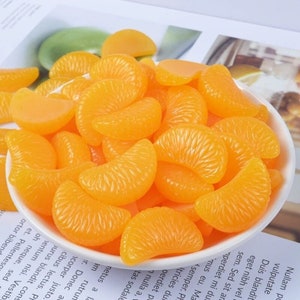 10 Pcs. Resin 3D Orange Fruit Slice Flatback Figurines | Fruit Cabochon | Scrapbook DIY Hair Bow Hairpin Embellishment Accessory Crafts 176