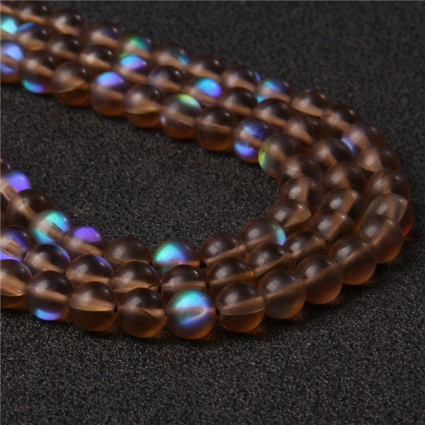 Moonstone Glass Beads, Frosted Brown Fused Glass Beads, Rondelle Beads, Druk Beads, Mystic Aura Beads Jewelry Making 2896 2897 2898 2899