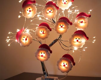 Santa Claus String Lights: Felt Christmas Garland (Battery Operated)