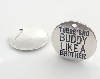 Antique Silver Brother Charm: 25mm Alloy Pendants (4 Pcs or 10 Pcs)