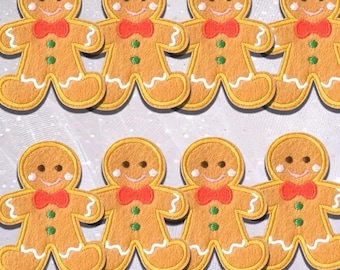 Gingerbread Patches, Embroidered Patches, Iron on, DIY Applique, Sewing Patches For Clothing, Hats, Bags, Iron On Christmas Patch 1 Pc.