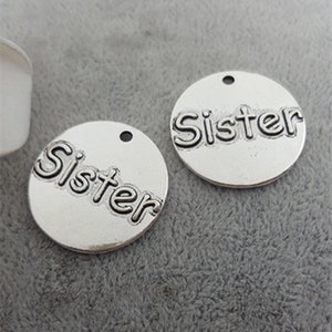 4 piezas o 10 piezas, dijes redondos en relieve para hermanas, colgantes, palabras, letras, hermanas, hermanos, amor familiar, BFF, Big-Middle-Little Sis, Sista