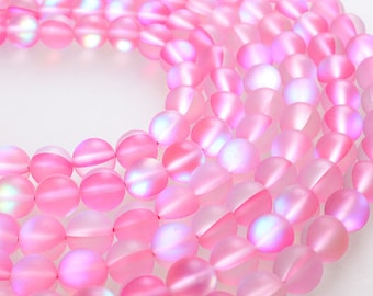 Pink Frosted Glass Beads: Mystic Aura Rondelle Druk Beads