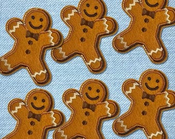 Gingerbread Man Patches, Embroidered Patches,   1 Pc.