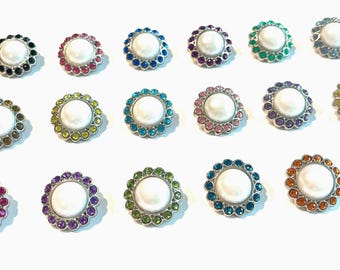 Matte White Pearl Rhinestone Buttons: Wedding & Craft Embellishments - 23mm 10 buttons
