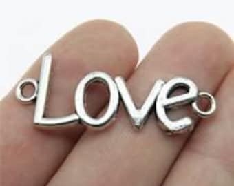 Dijes de amor: Dijes de palabras de aleación de zinc y plata (10 unidades)