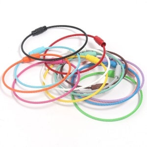Llavero con cable de acero inoxidable, anilla para etiqueta de equipaje, llavero de metal de colores, accesorio para bolso Bogg, llavero con anilla de cable con cierre de rosca 2971-2986