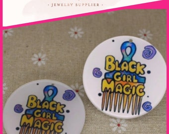 Berloque mágico acrílico para menina negra: Empoderamento da mulher africana (50 mm)