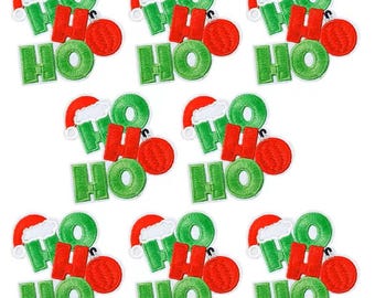 Parche bordado navideño Ho Ho Ho, para planchar, aplique DIY, parches de costura para ropa, sombreros, bolsos, parches navideños, 2 piezas.