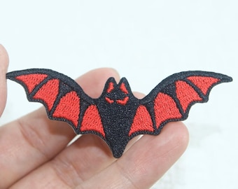 Black Bat Embroidered Patch: Iron on Gothic Decor, DIY Applique, Sewing Patches for Clothing, Hats, Bags, Halloween Patches, 1 Pc.
