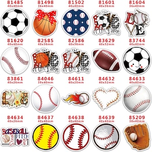 5 Stk. Sport gedruckte planar Harze flache Rückseiten | Baseball Softball Sportharz | Fußball Planare | Basketball Flatbacks |  Basteln 189