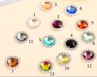 Glass Rhinestone Flat Backs Cabochons, 5 pcs. Rhinestone Embellishments, Hairpin For Wedding, Jewelry Craft  4121-4133