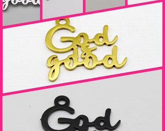God Is Good Stainless Steel Charm: Religious Pendant (28mm x 26mm)
