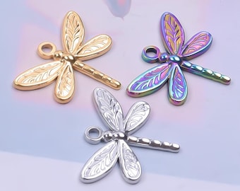 Dragonfly Charm, 2 pcs. Wholesale Stainless Steel Dragonfly Charms, Pendant, 4062 4063 4064