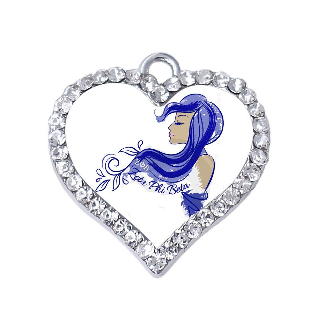 1 Pc. Rhinestone Heart Charms Purple Hair Zeta Phi Beta Heart