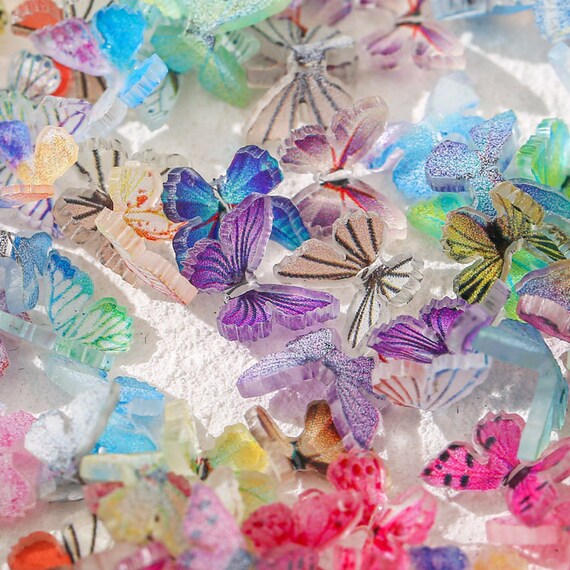 100 Micro Farfalle In Resina Colorate In Miniatura - Accessori 3D Per Casa Delle Bambole, Giardini Fatati, Terrari E Nail Art - 4