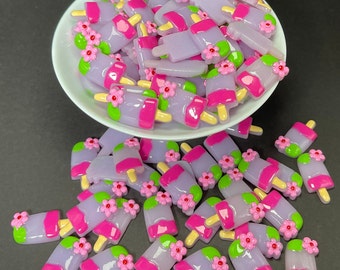 5 cabujones de resina con base plana en forma de paleta: manualidades veraniegas (15 x 31 mm)