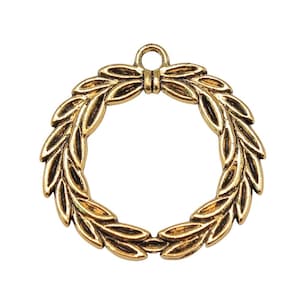 4 Pc. Laurel Wreath Charms, Christmas, Victory, Success, Achievement Symbol, Olive Branch, Antique Silver or Antique Gold Pendants 3126-3127
