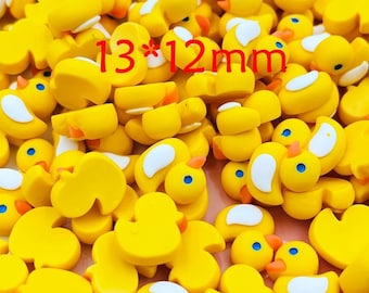 5 Yellow Duck Resin Flatback Cabochons: DIY Crafts (13mm)