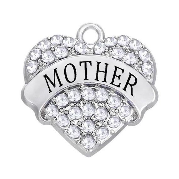 Buy Heart Charms, Rhinestone Mother Heart Charm