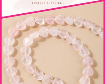 Rose Quartz Heart Beads: 10mm Pink Crystal Strand