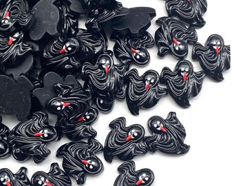 Black Flying Ghost Resin Cabochons: Halloween DIY Craft Making (20x19mm)