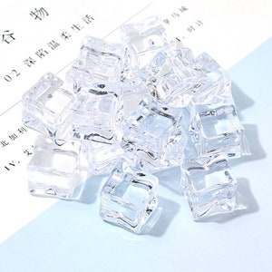 10 Pcs. Acrylic Imitation 3D Clear Ice Cube Square Cabochons | DIY Craft Embellishments | Cabochons For Scrapbook And Cardmaking | 18MM 27
