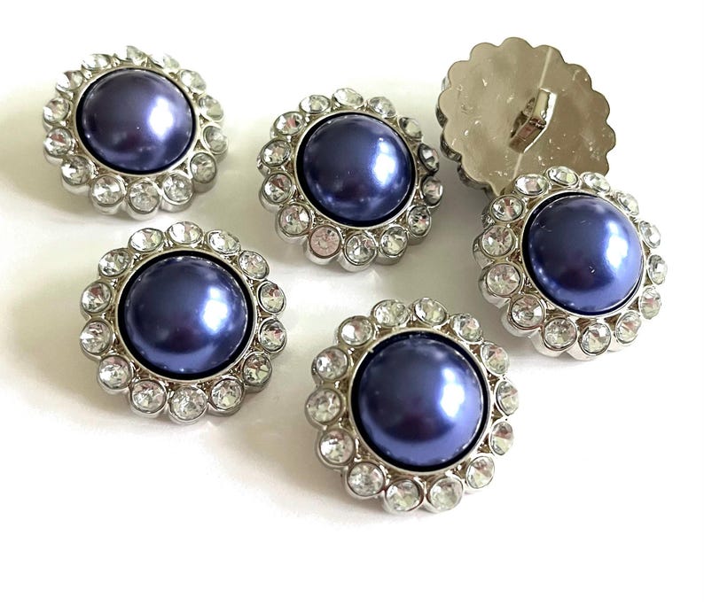 Violet Pearl W/clear Rhinestones Acrylic Buttons | Wedding Buttons ...