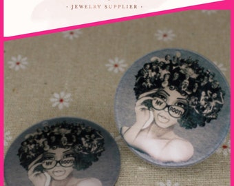 Acrylic African Woman Logo Charms: Empowerment Jewelry (5 Pcs, 50MM)