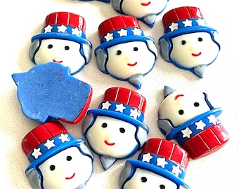 10 Pcs Resin Uncle Sam Flatbacks: Patriotic DIY Crafts