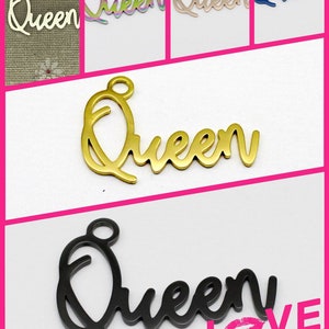 1 pieza de ENCANTOS AL POR MAYOR / Encanto de acero inoxidable de la reina / Colgante / Letra de escritura de palabras / Mujer poderosa / Exitosa / Diva / Dama / 174-179