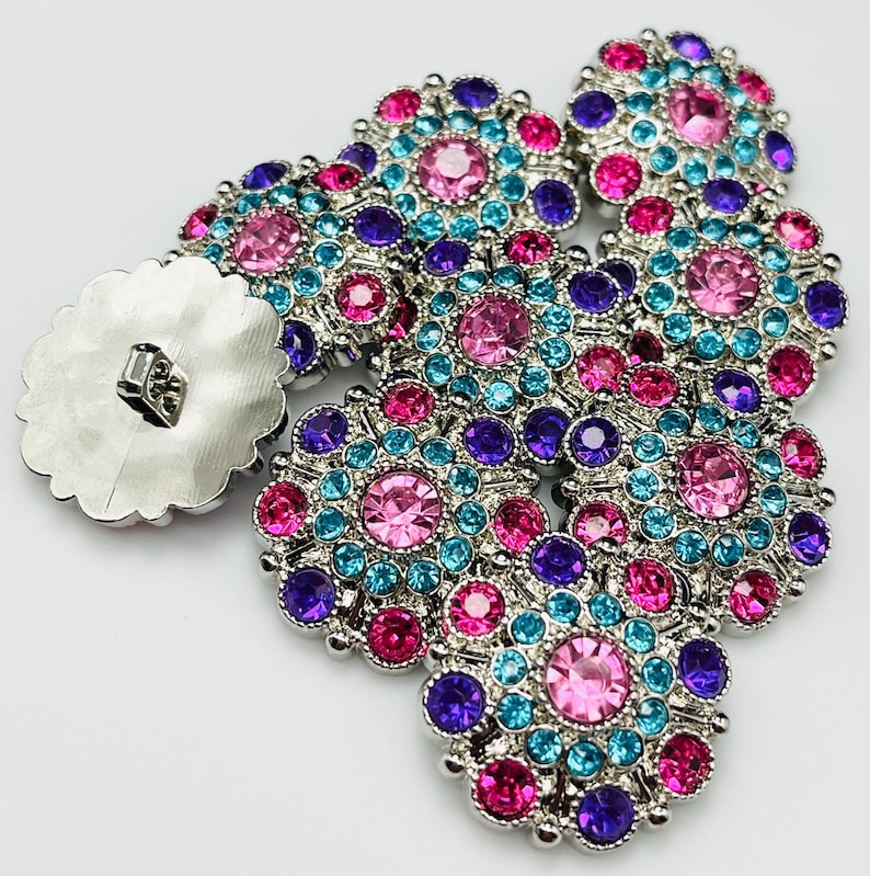 Rhinestone Buttons, Multi Color Rhinestones, 10 Pieces, 28mm, 5051 - Etsy