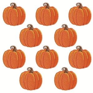 Broderad stryklapp med orange pumpa, höstapplikation för kläder, hattar, väskor och pyssel 1 st.