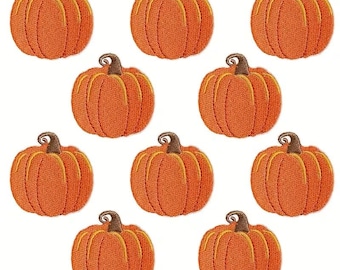 Orange Pumpkin Embroidered Iron-On Patch, Fall Applique for Clothing, Hats, Bags & Crafts 1 Pc.