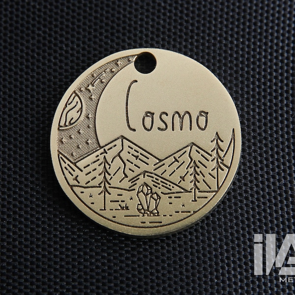 Custom Brass Pet ID Tag, Dog Collar Tag, Deep Engraved Tag For Pets, Cat tag for the collar, Deep engraved tag with ring