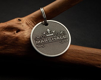 Marshall Regal Crest gegraveerd huisdierplaatje - zilveren elegantie voor huisdieren