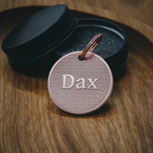 Médaille d'identification personnalisée en cuivre pour animal de compagnie, médaille pour collier de chien, médaille gravée en profondeur. Carte d'identité personnalisée pour animal de compagnie, Médaille pour chat pour collier, Médaille gravée en profondeur avec anneau