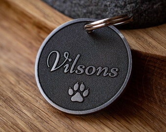 Dog Collar Tag, Paw Pet ID Tag, Engraved Tag For Pets. Dog tag for collar, Custom Personalised Pet ID. Customized pet name collar tag.