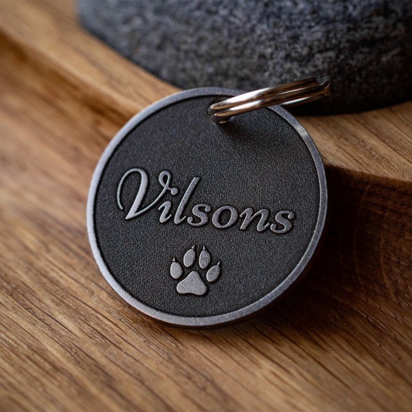 Dog Collar Tag, Paw Pet ID Tag, Engraved Tag For Pets. Dog tag for collar, Custom Personalised Pet ID. Customized pet name collar tag.