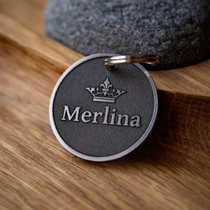 Médaille gravée pour animaux de compagnie, médaille pour collier de chien, nom de l'animal Mylo en acier inoxydable. Médaille pour collier, carte d'identité personnalisée pour animal de compagnie. Médaille de collier avec nom d'animal de compagnie.