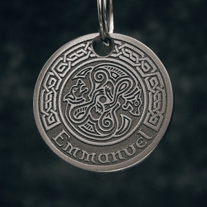 Placa de identificación celta grabada personalizada para perro, placa de acero inoxidable para collar de mascota imagen 6